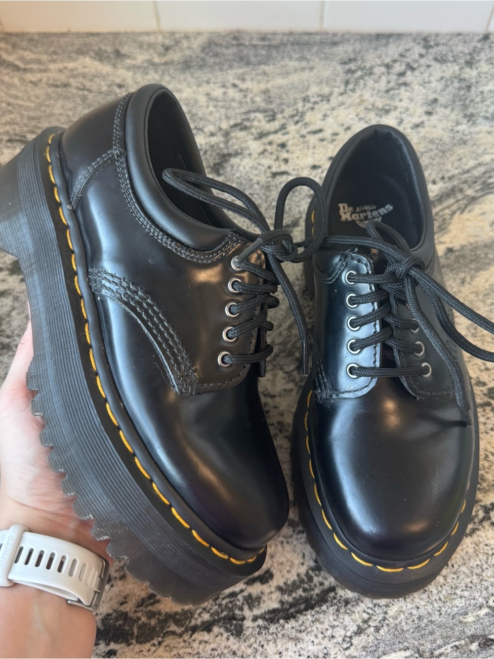 Dr. Martens 8053 Quad Black Leather Shoe . Size L 6. EUC.